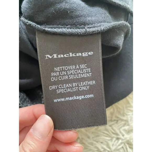 Mackage Blazer Jacket Black Large Zip Up Perforated Lamb Leather Trim